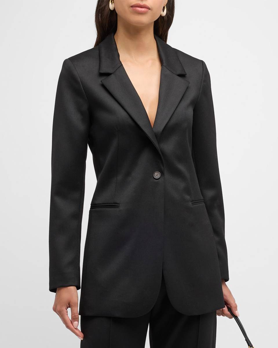 Single-Button Wool Twill Blazer